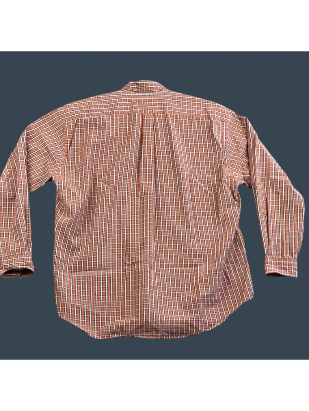 Faconnable Mens Large Shirt Orange Plaid Button Down Long Sleeve USA 100% Cotton - Picture 2 of 10